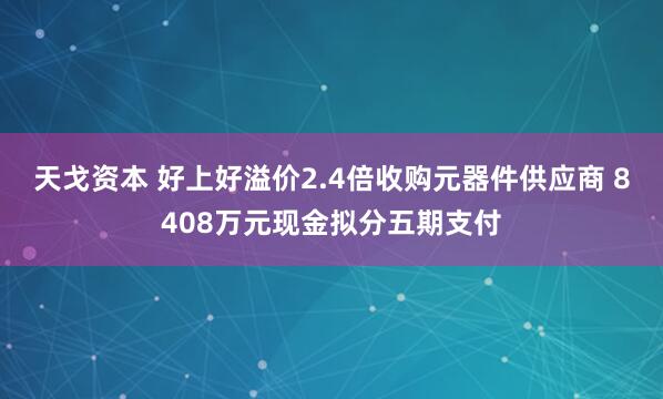 天戈资本 好上好溢价2.4倍收购元器件供应商 8408万元现金拟分五期支付